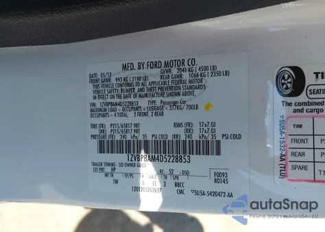 2013 Ford Mustang V6 from USA, damaged, VIN 1ZVBP8AM4D5228853